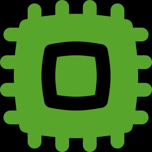 Green pictogram of a microchip.
