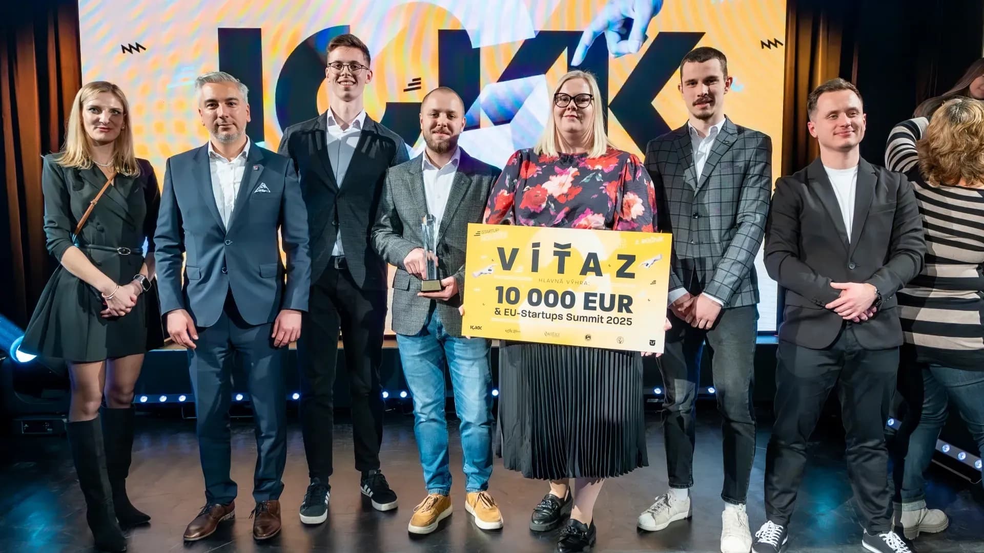 The core OWASmooth team all posing after winning the ICKK Accelerator Programme holding a Winner sign